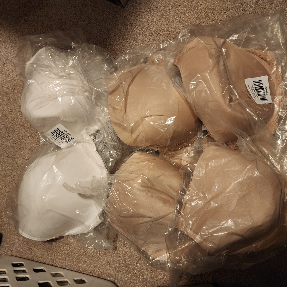Set of White and Tan Bras